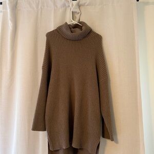 Amazon Women's Ribbed Brown Turtleneck Sweater